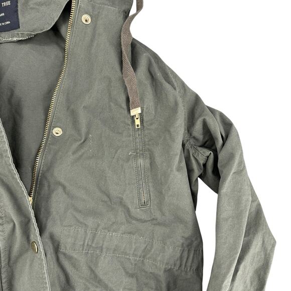 Love Tree Army Green Cargo Jacket Hooded Zipper Pockets Large Streetwear Casual - Picture 5 of 7